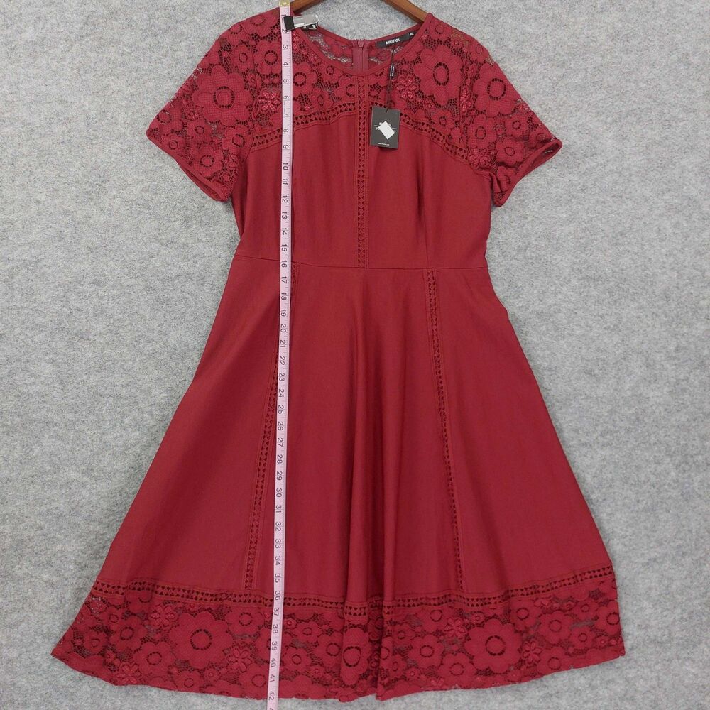 MIUSOL Red Lace Fit & Flare Dress Sz XL Floral Lace Cocktail Party Wedding Guest - Picture 6 of 13